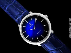 1970 Omega De Ville Vintage Mens Handwound Blue Vignette Dial Watch - Stainless Steel