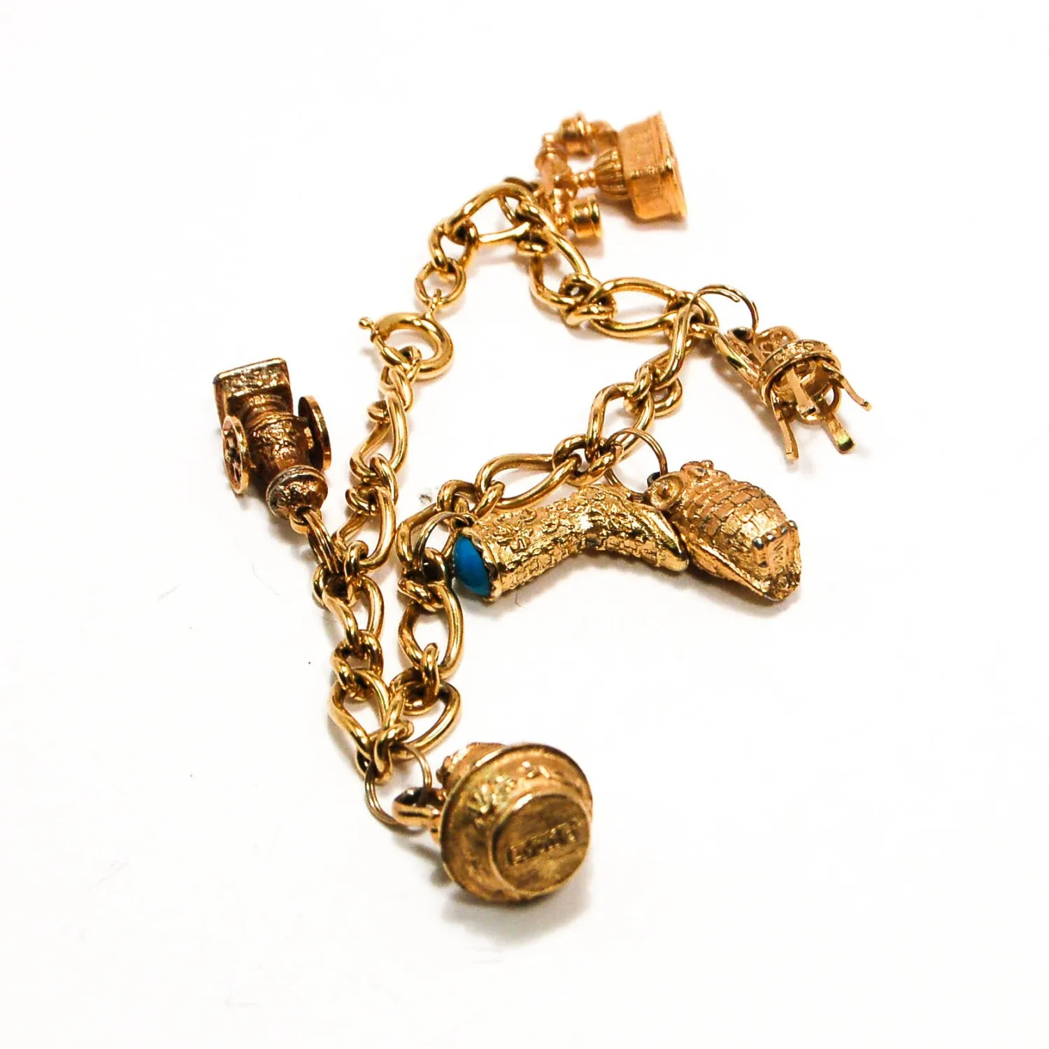 1970's 14kt Gold Plated Charm Bracelet by Avon