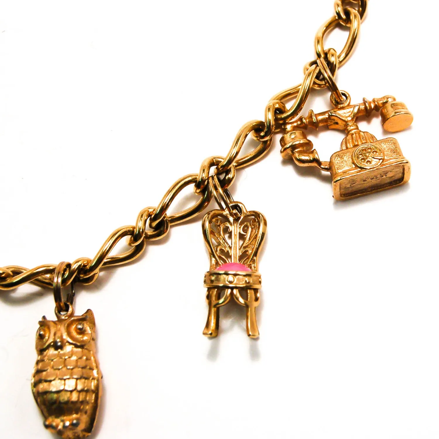 1970's 14kt Gold Plated Charm Bracelet by Avon