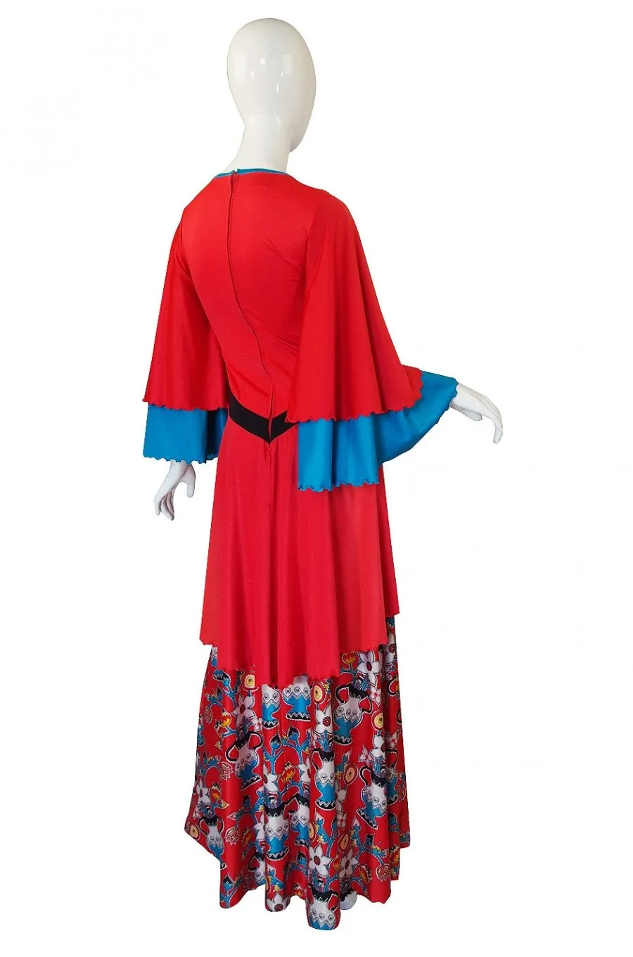 1971 Giorgio Sant' Angelo Medieval Collection Printed Jersey Dress