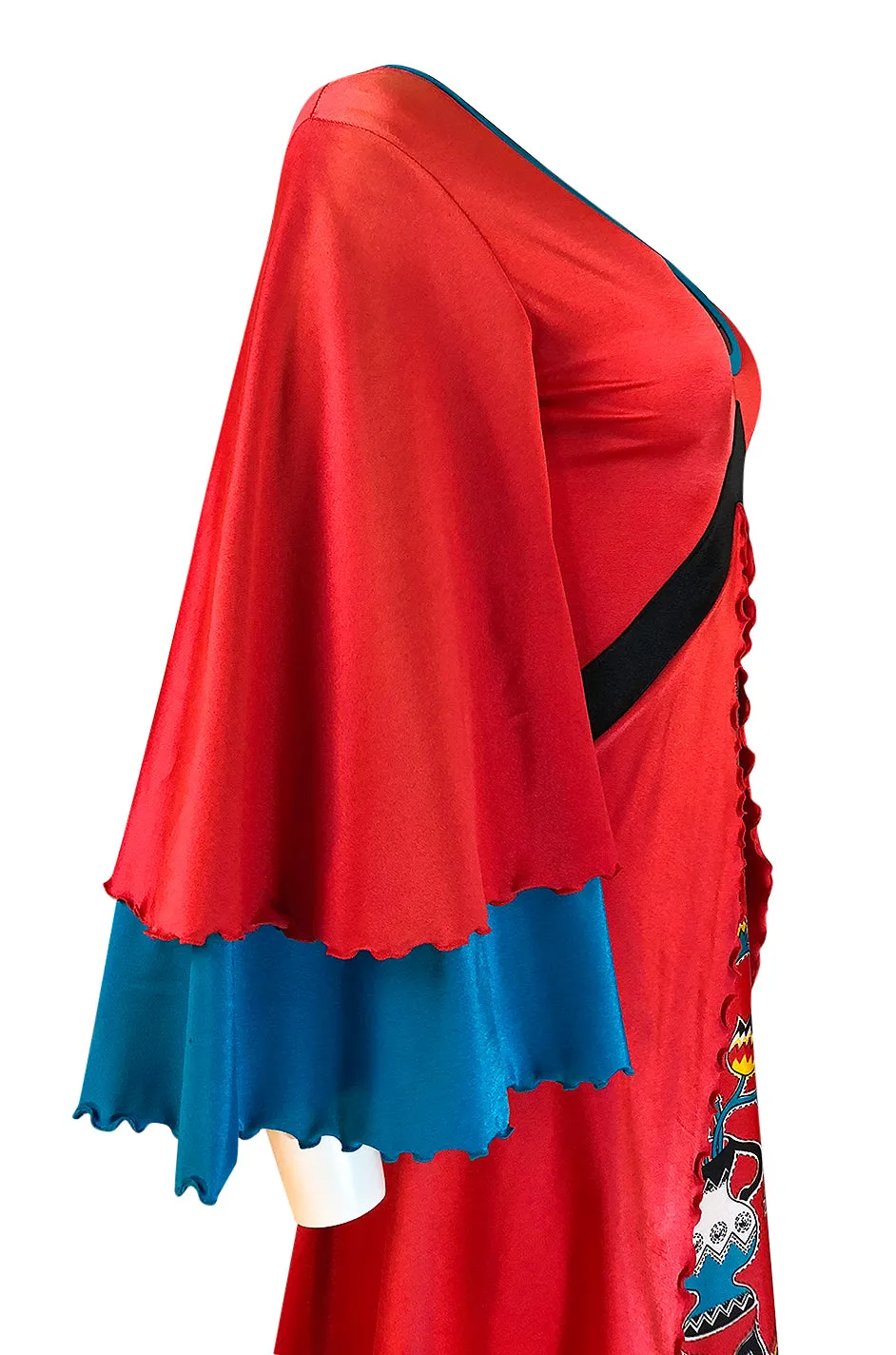 1971 Giorgio Sant' Angelo Medieval Collection Printed Jersey Dress