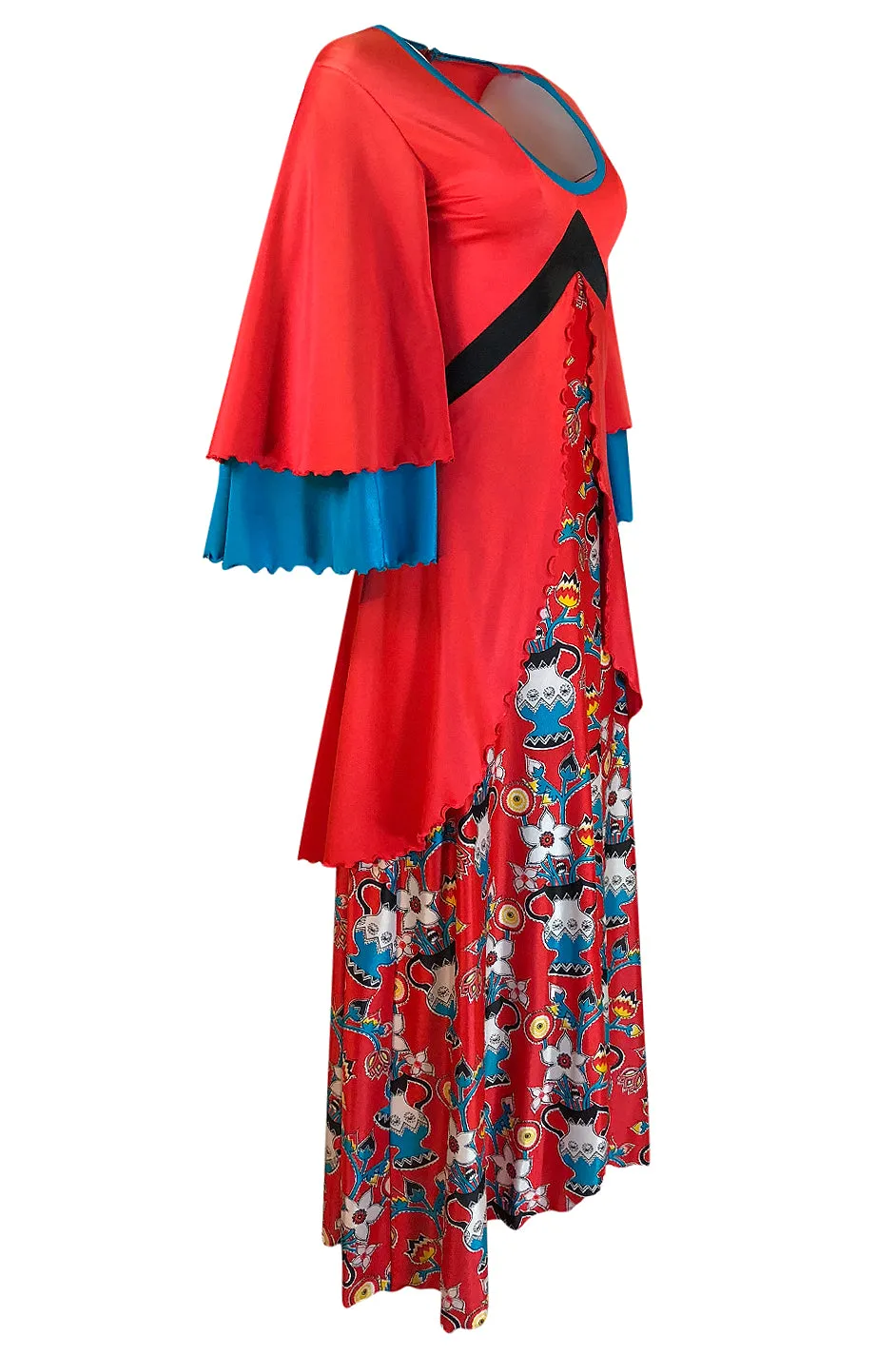 1971 Giorgio Sant' Angelo Medieval Collection Printed Jersey Dress