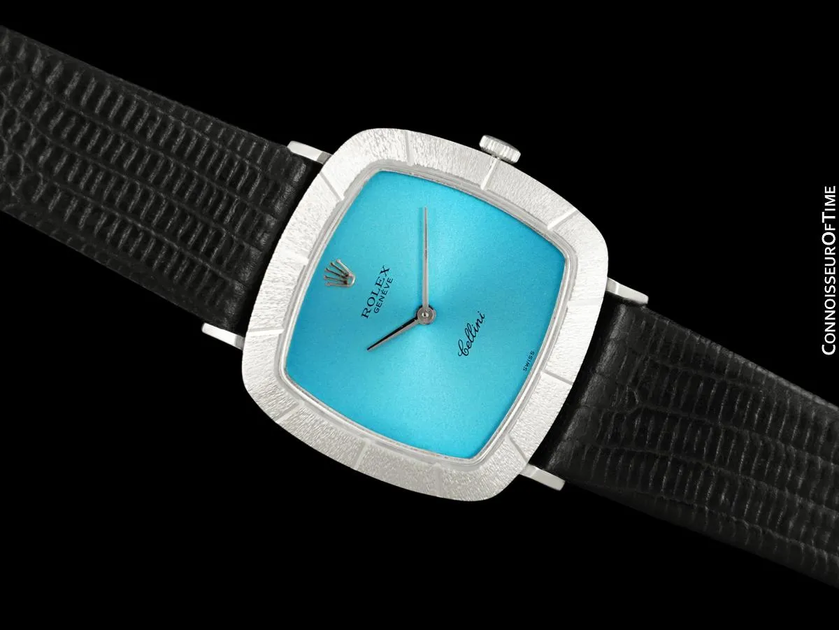 1971 Rolex Cellini Vintage Mens Handwound TV Watch, Ref. 3880 - 18K White Gold