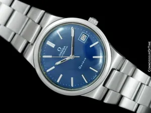 1973 Omega Geneve Vintage Mens Automatic Bracelet Watch, Quick-Setting Date - Stainless Steel