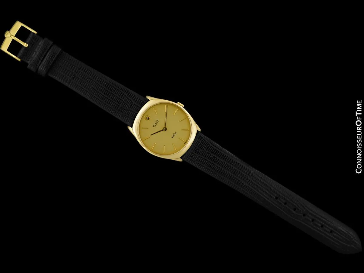 1976 Rolex Cellini Vintage Mens Midsize Handwound Watch, Ref. 3833 - 18K Gold