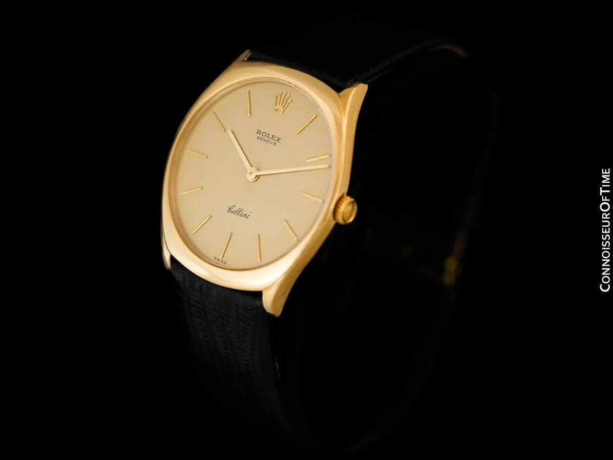 1976 Rolex Cellini Vintage Mens Midsize Handwound Watch, Ref. 3833 - 18K Gold