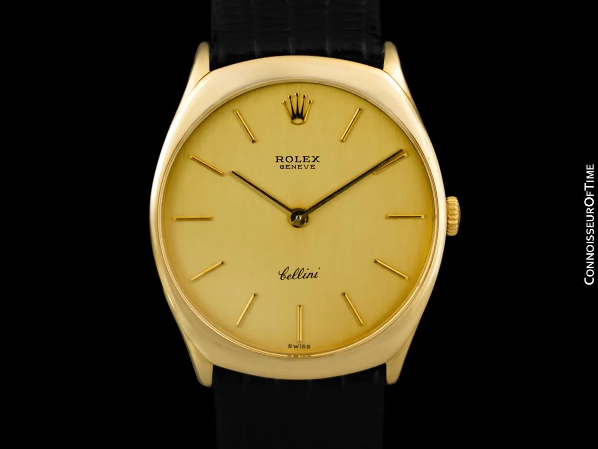 1976 Rolex Cellini Vintage Mens Midsize Handwound Watch, Ref. 3833 - 18K Gold
