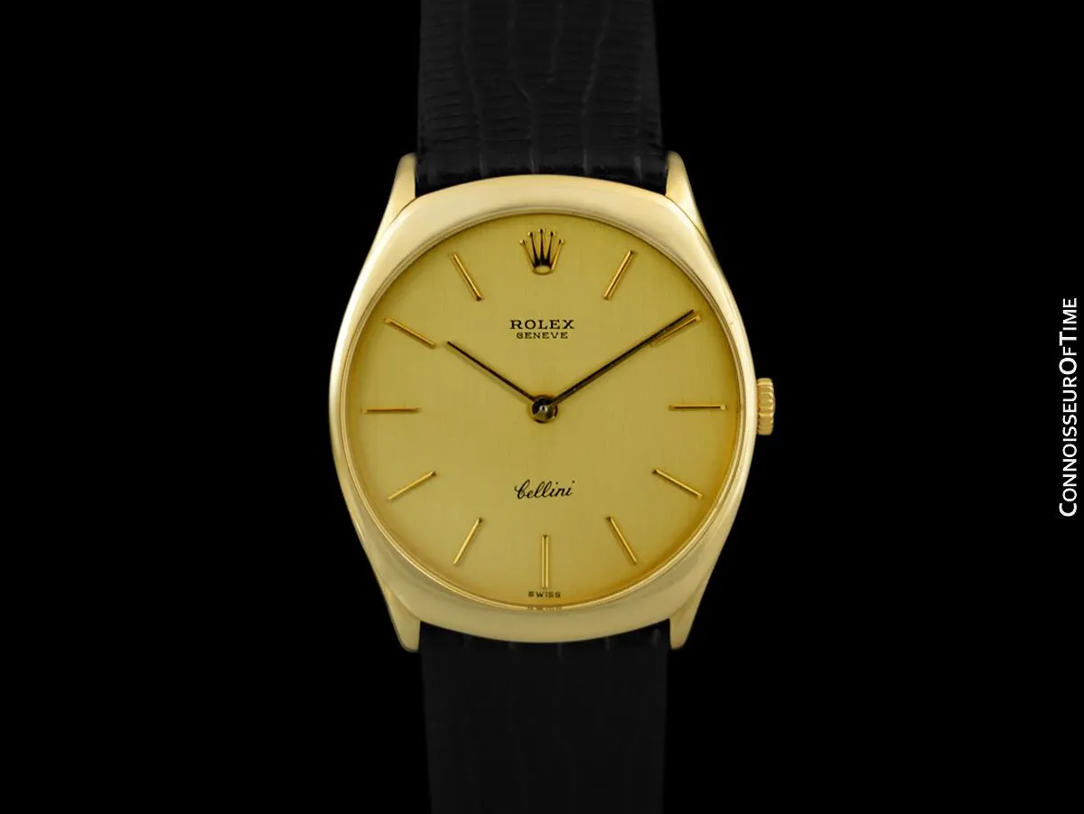 1976 Rolex Cellini Vintage Mens Midsize Handwound Watch, Ref. 3833 - 18K Gold