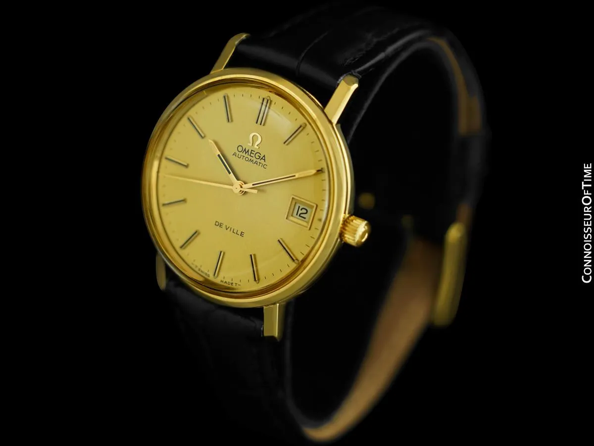 1978 Omega De Ville Vintage Mens Full Size Automatic Watch - 18K Gold Plated & Stainless Steel