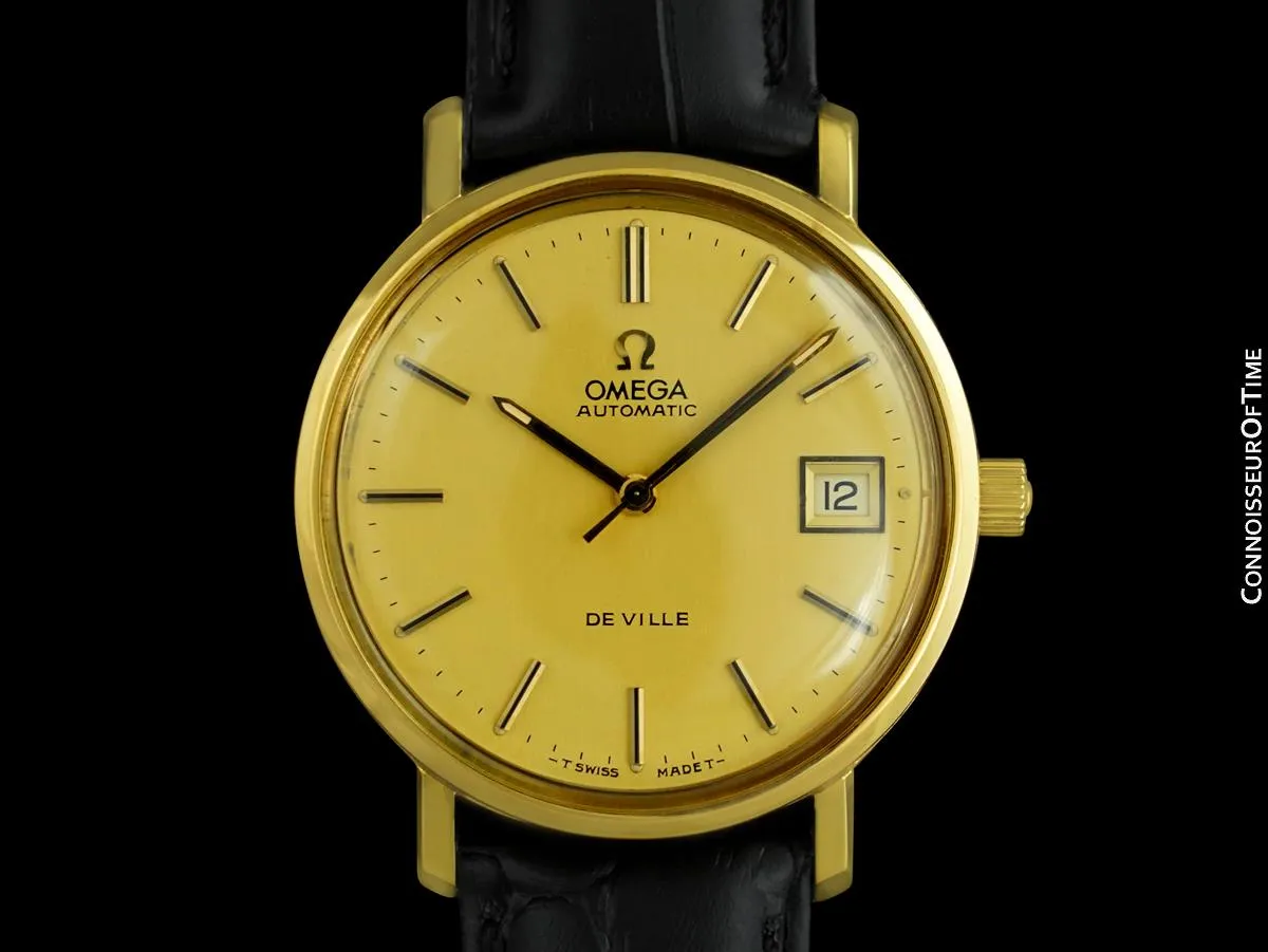1978 Omega De Ville Vintage Mens Full Size Automatic Watch - 18K Gold Plated & Stainless Steel