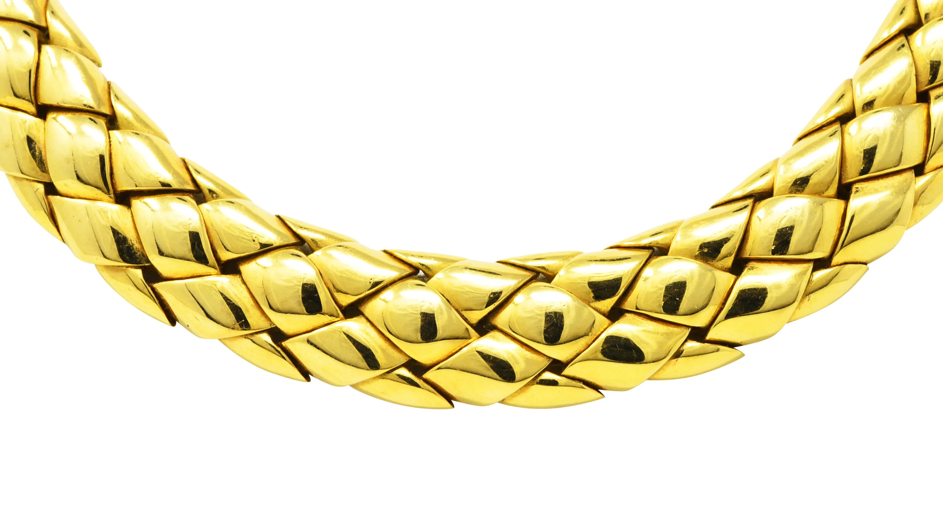 1980's Van Cleef and Arpels French 18 Karat Yellow Gold Woven Collar Vintage Necklace