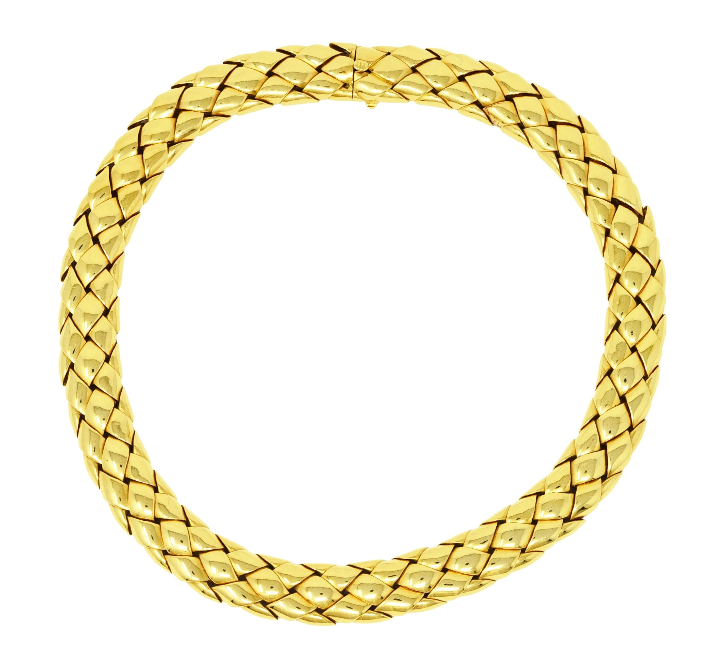 1980's Van Cleef and Arpels French 18 Karat Yellow Gold Woven Collar Vintage Necklace