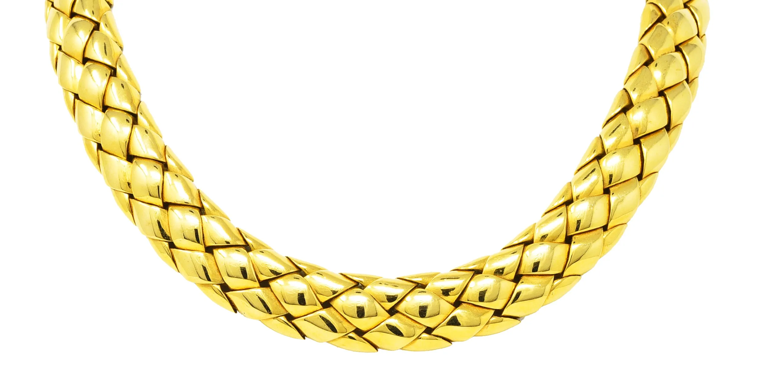 1980's Van Cleef and Arpels French 18 Karat Yellow Gold Woven Collar Vintage Necklace