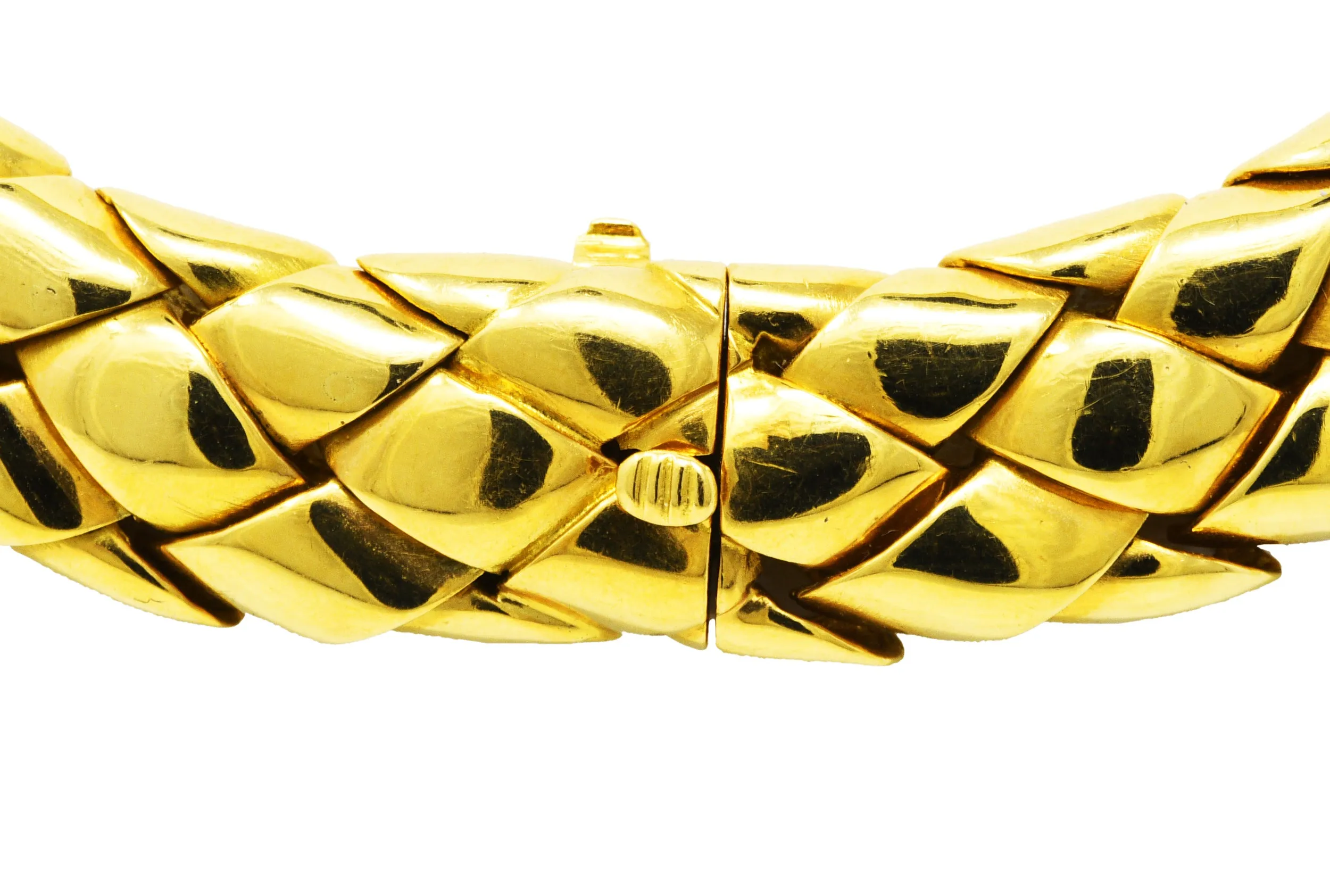 1980's Van Cleef and Arpels French 18 Karat Yellow Gold Woven Collar Vintage Necklace