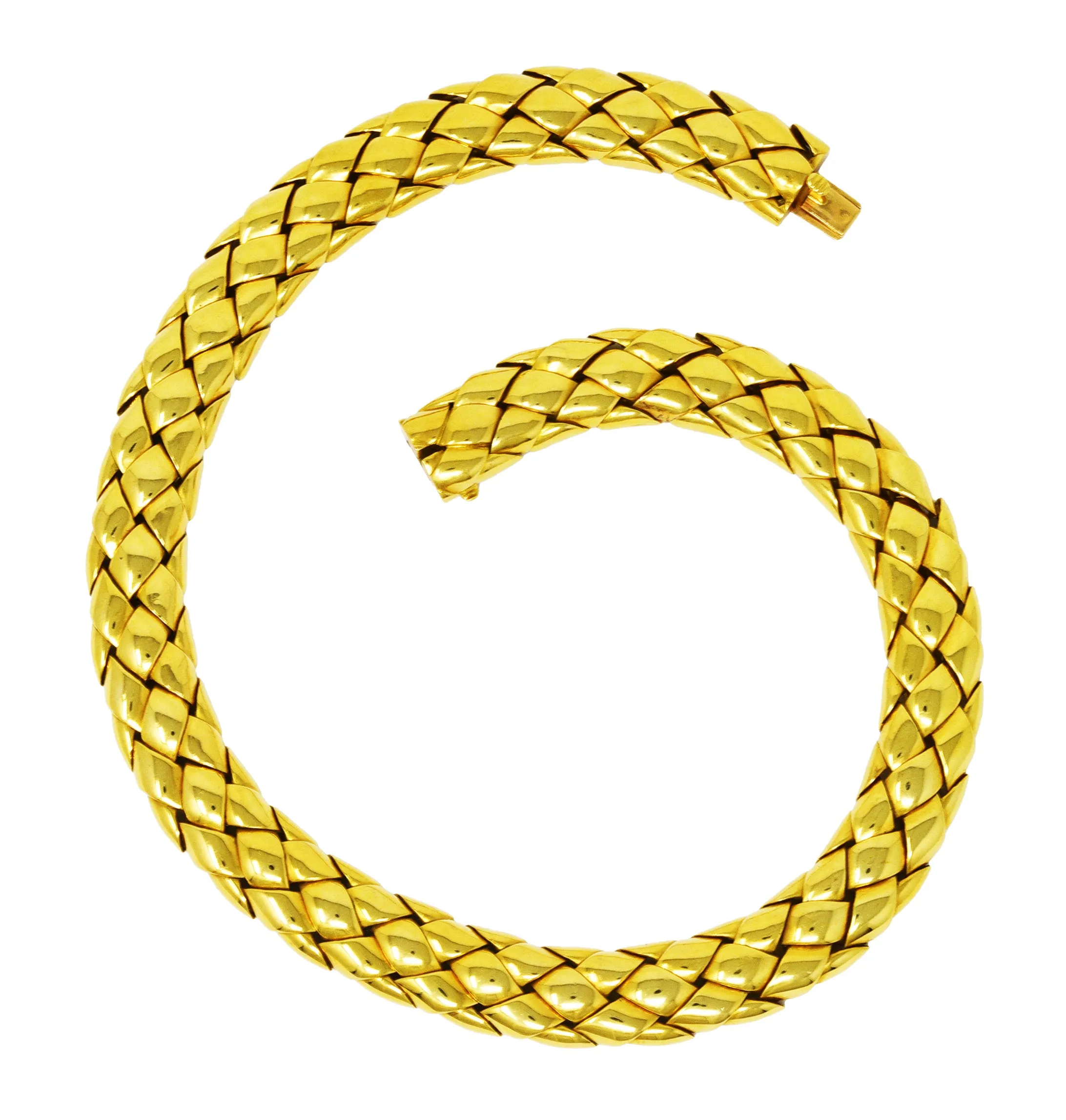1980's Van Cleef and Arpels French 18 Karat Yellow Gold Woven Collar Vintage Necklace