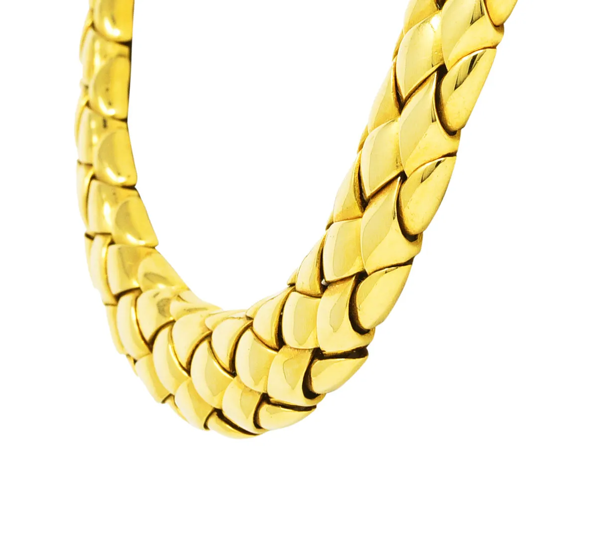 1980's Van Cleef and Arpels French 18 Karat Yellow Gold Woven Collar Vintage Necklace