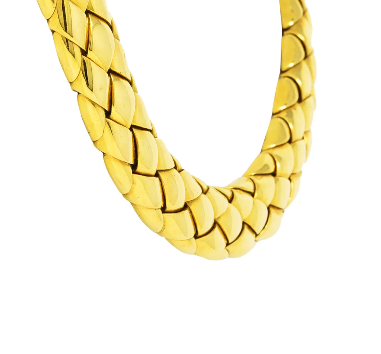1980's Van Cleef and Arpels French 18 Karat Yellow Gold Woven Collar Vintage Necklace