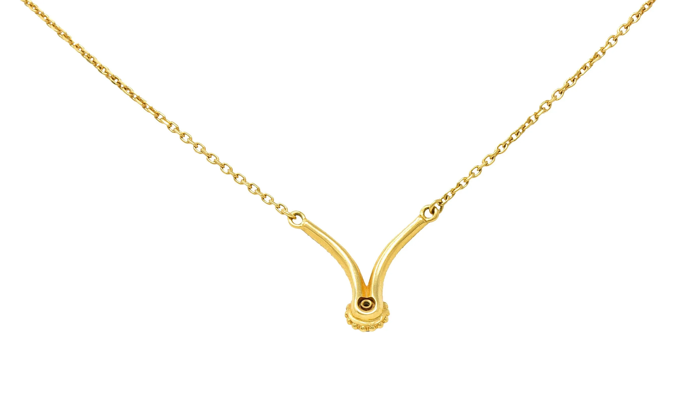 1990's Cartier Sapphire Cabochon 18 Karat Gold Vintage Chevron Necklace