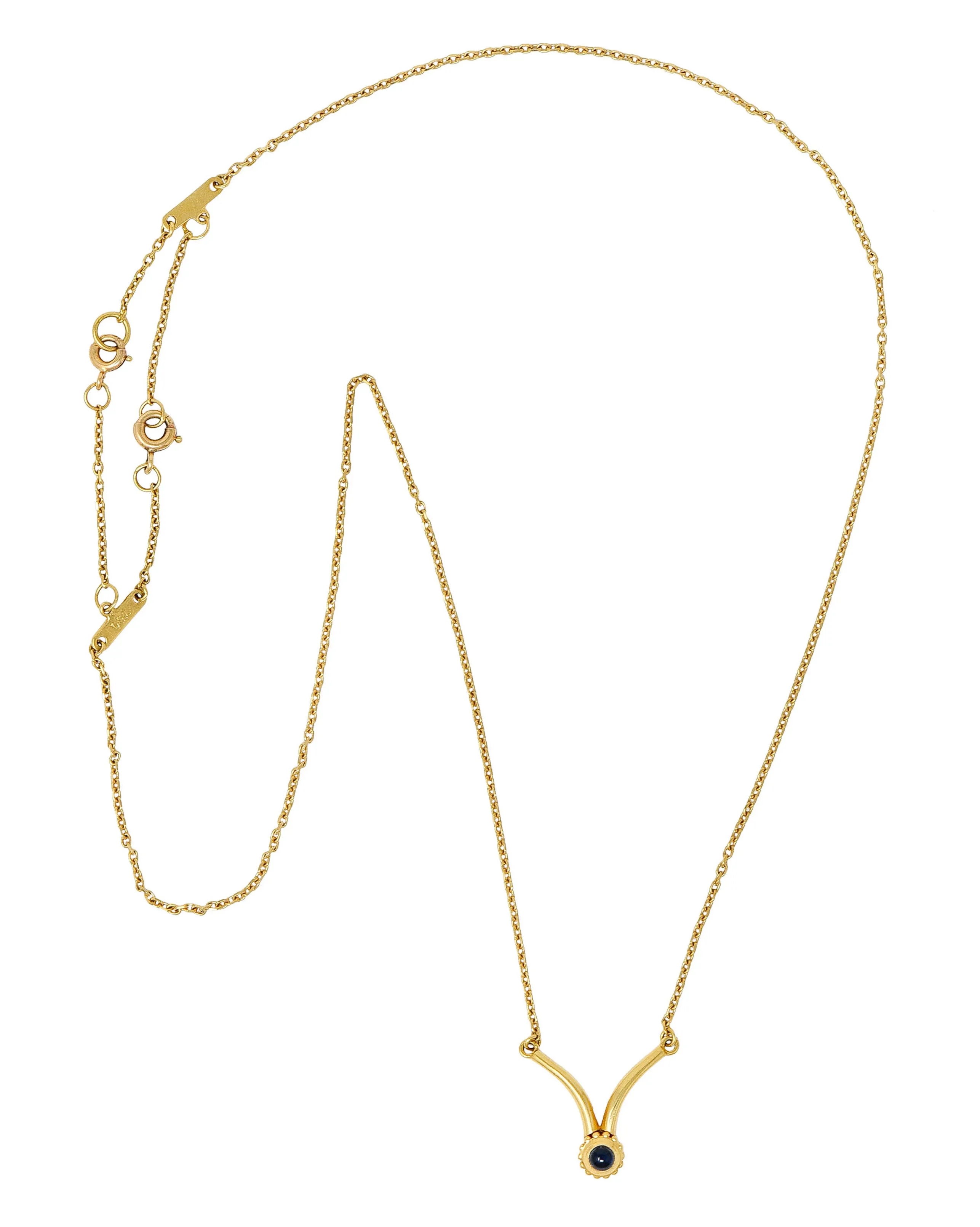 1990's Cartier Sapphire Cabochon 18 Karat Gold Vintage Chevron Necklace