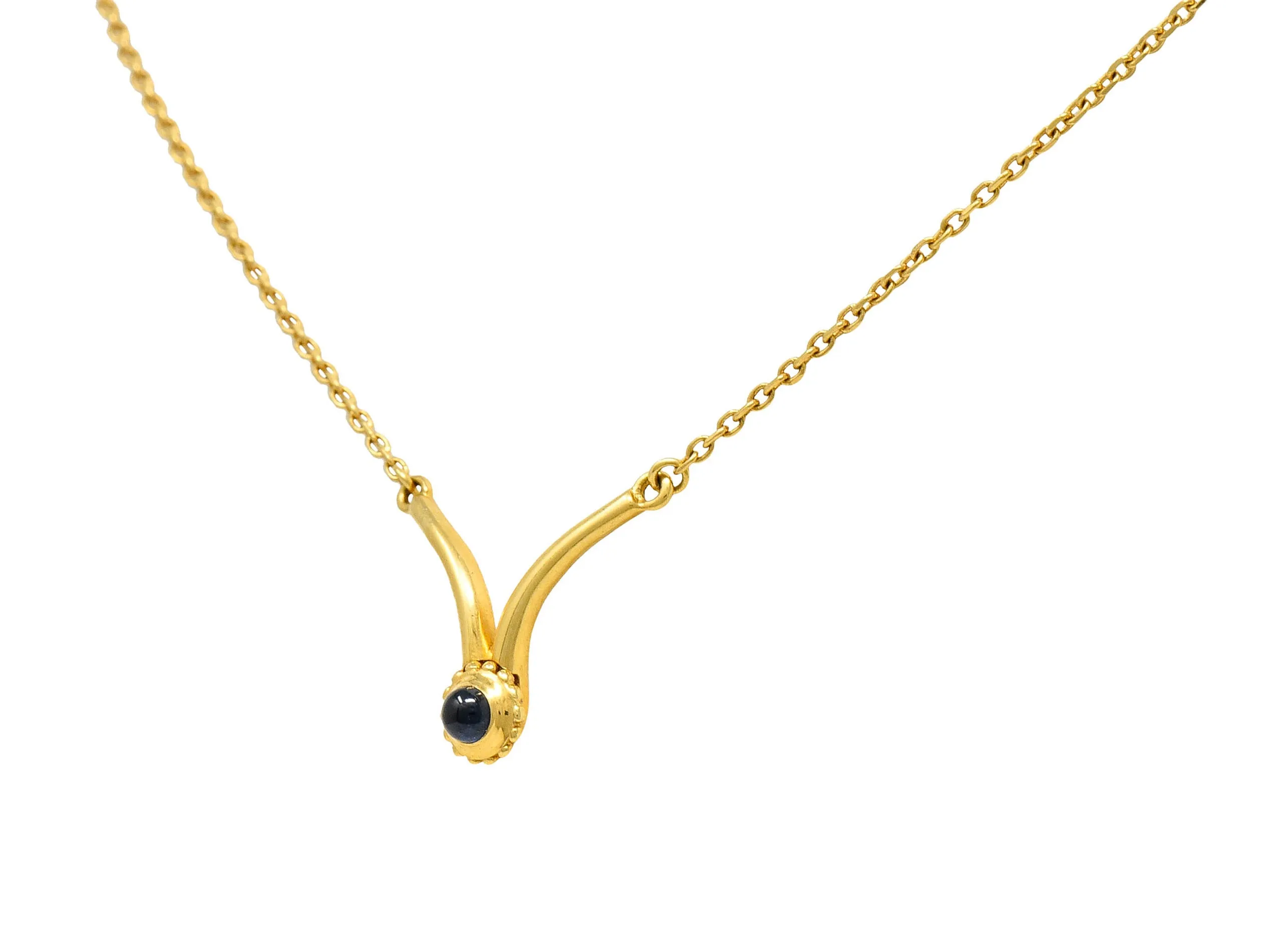 1990's Cartier Sapphire Cabochon 18 Karat Gold Vintage Chevron Necklace