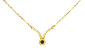1990's Cartier Sapphire Cabochon 18 Karat Gold Vintage Chevron Necklace