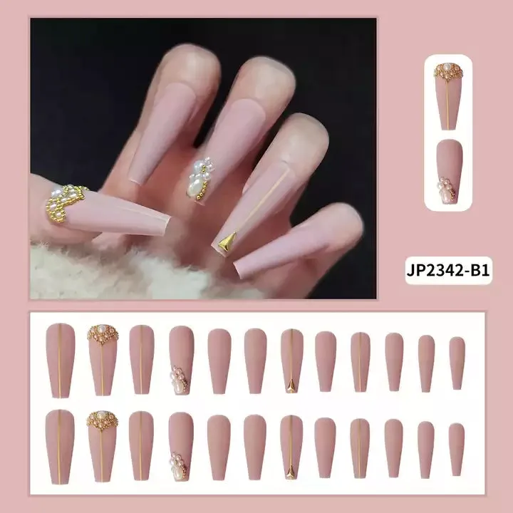 2023 Luxury Shiny Pink High Quality Bulk False Nails
