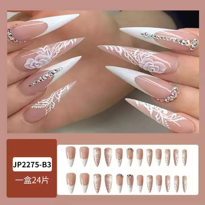 2023 Luxury Shiny Pink High Quality Bulk False Nails
