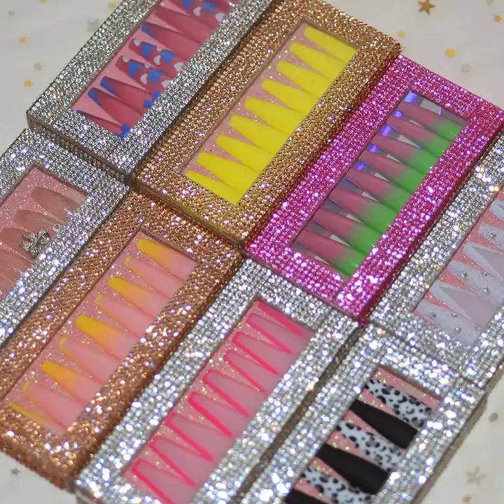 2023 Luxury Shiny Pink High Quality Bulk False Nails