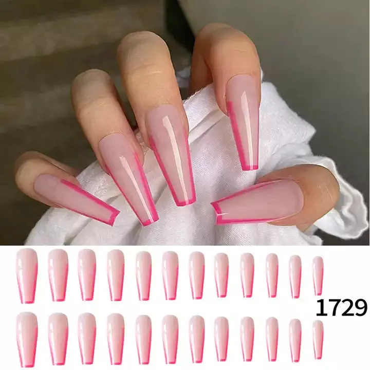 2023 Luxury Shiny Pink High Quality Bulk False Nails