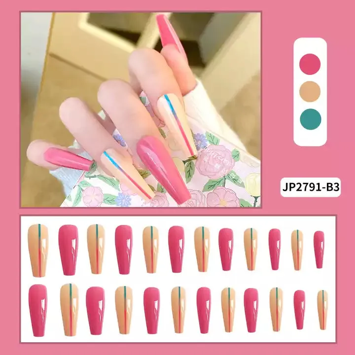 2023 Luxury Shiny Pink High Quality Bulk False Nails