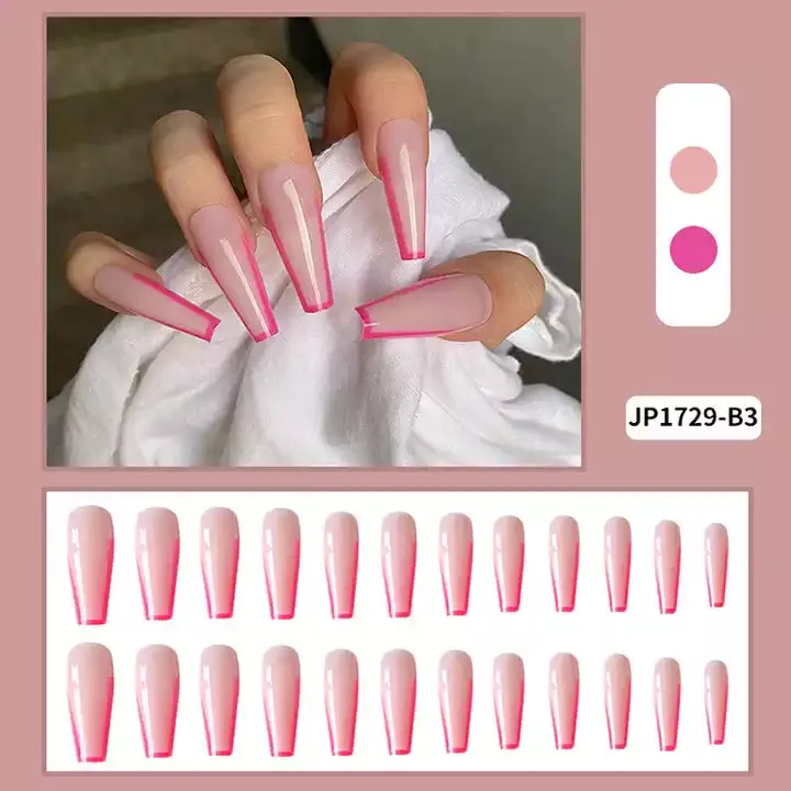 2023 Luxury Shiny Pink High Quality Bulk False Nails