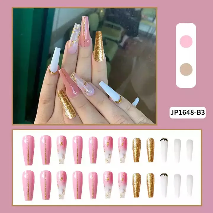 2023 Luxury Shiny Pink High Quality Bulk False Nails