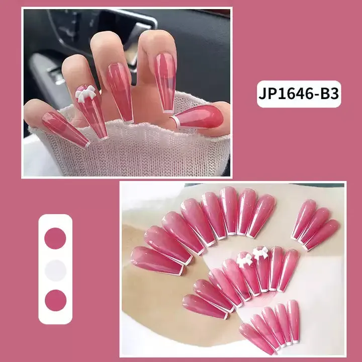 2023 Luxury Shiny Pink High Quality Bulk False Nails