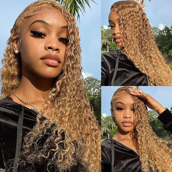 #27 Light Brown 13x4 13x6 Frontal Lace Wigs Pre-plucked Deep Wave Human Hair