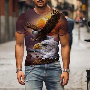 3D Graphic Printed Short Sleeve Shirts Eagle