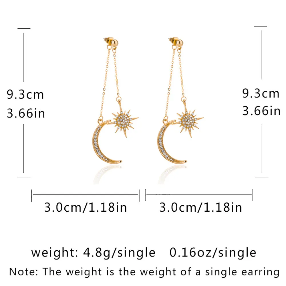 5 Pairs Lot Charm Rhinestone Star&Moon Earrings Wholesale Women Fashion Jewelry