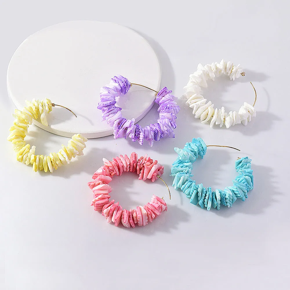 5 Pairs Lot Charm Shell  Earrings Gold Plated Wholesale Women Fashion Jewelry
