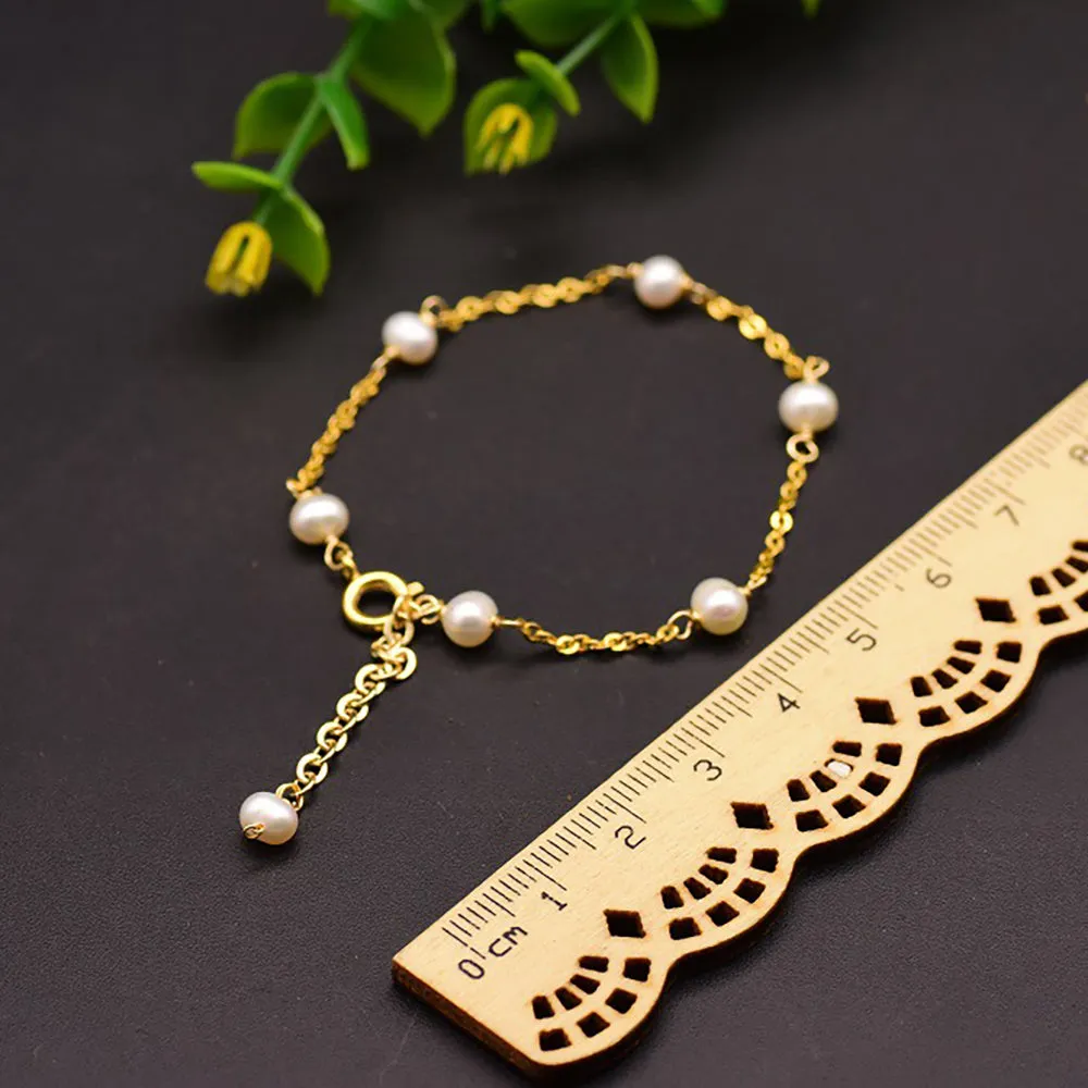 925 Sterling Silver Natural Freshwater Pearl Bracelet Women Fashion Simple Jewelry