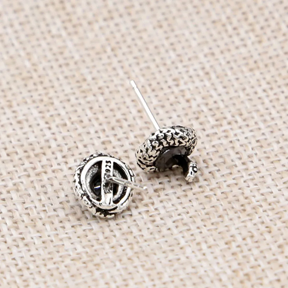 925 Sterling Silver Stud Earrings Snake Winding Men Fashion Fine Jewelry
