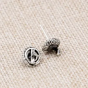 925 Sterling Silver Stud Earrings Snake Winding Men Fashion Fine Jewelry