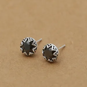 925 Sterling Silver Thai Silver Stud Earrings Star Men Fashion Punk Jewelry