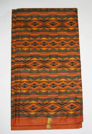 African Fabric 6 Yards Geometric Yellow Gold Green Red Vlisco Dutch Java Print