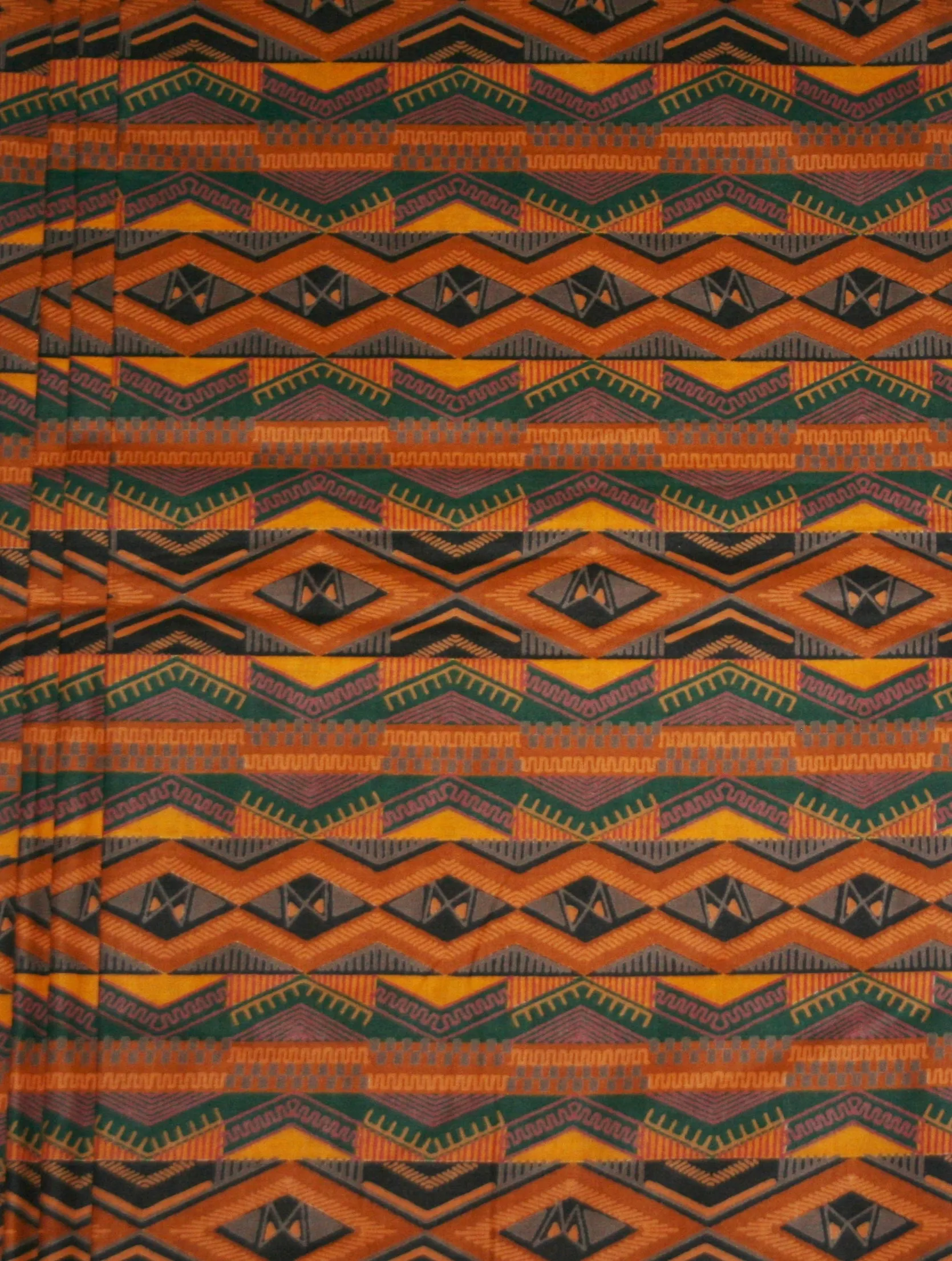 African Fabric 6 Yards Geometric Yellow Gold Green Red Vlisco Dutch Java Print