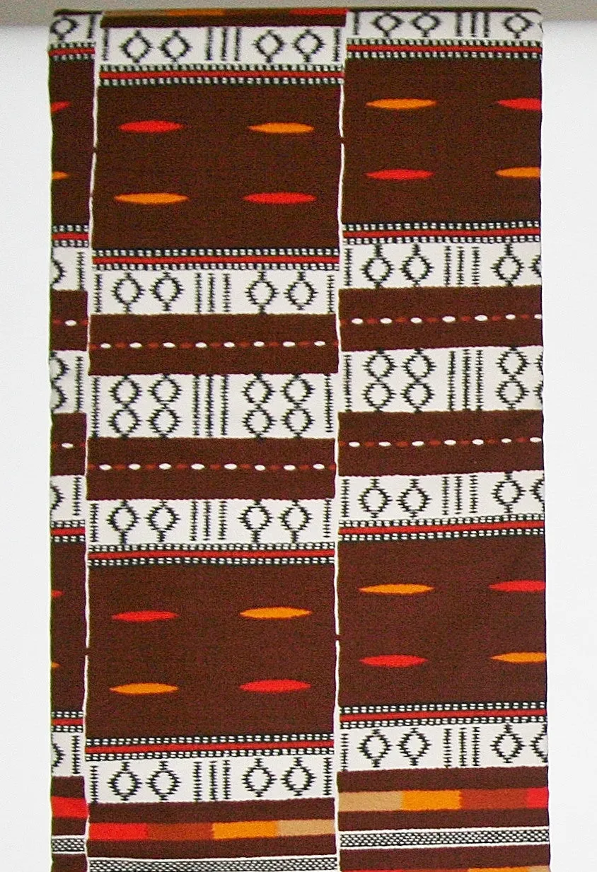African Fabric Classic Vlisco 6 Yards Tisse De Woodin Colors Maroon, Orange, White, Black Red Yellow Geometric Patterns