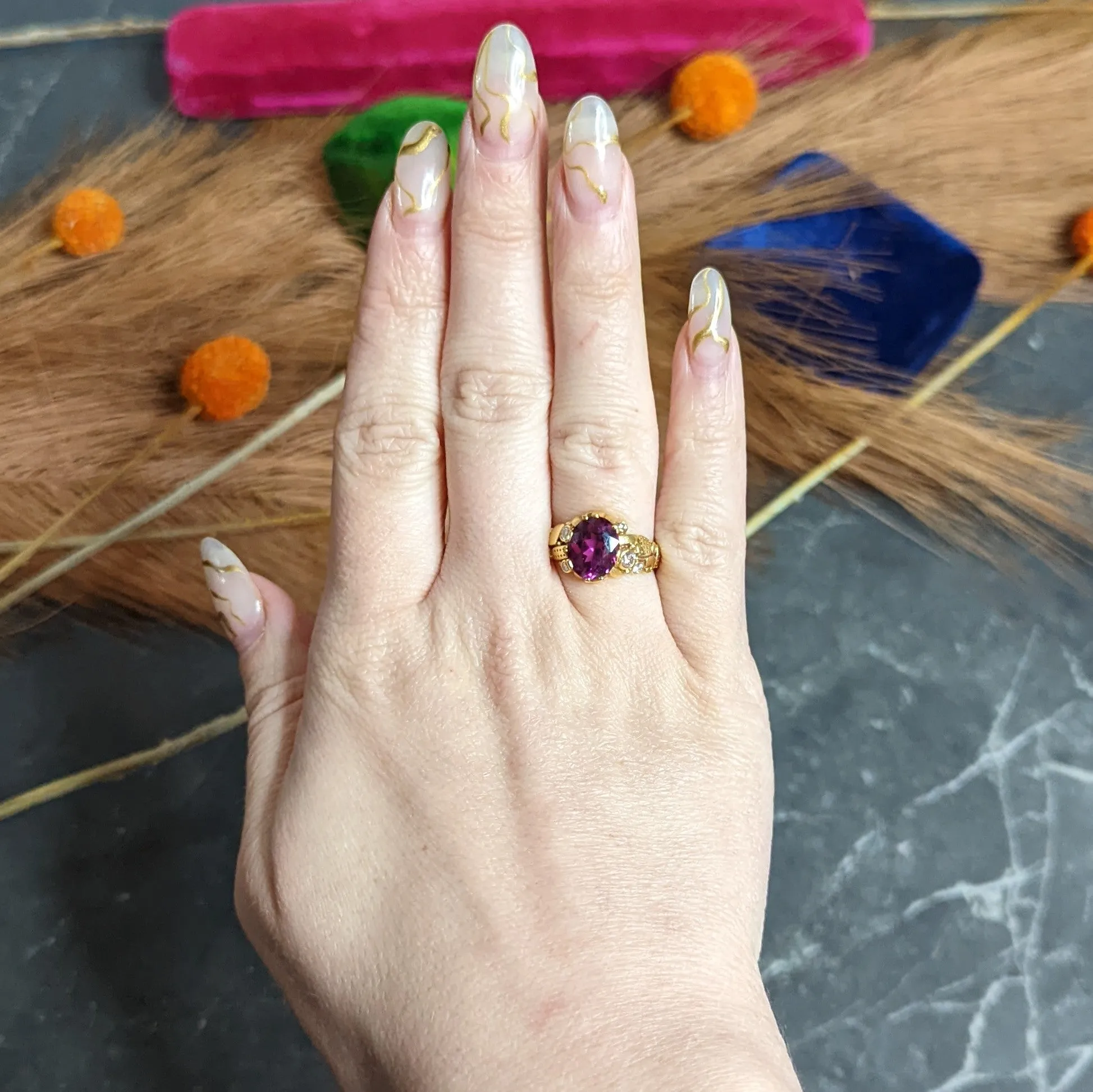 Alex Sepkus 3.92 CTW Rhodolite Garnet Diamond 18 Karat Gold Ring