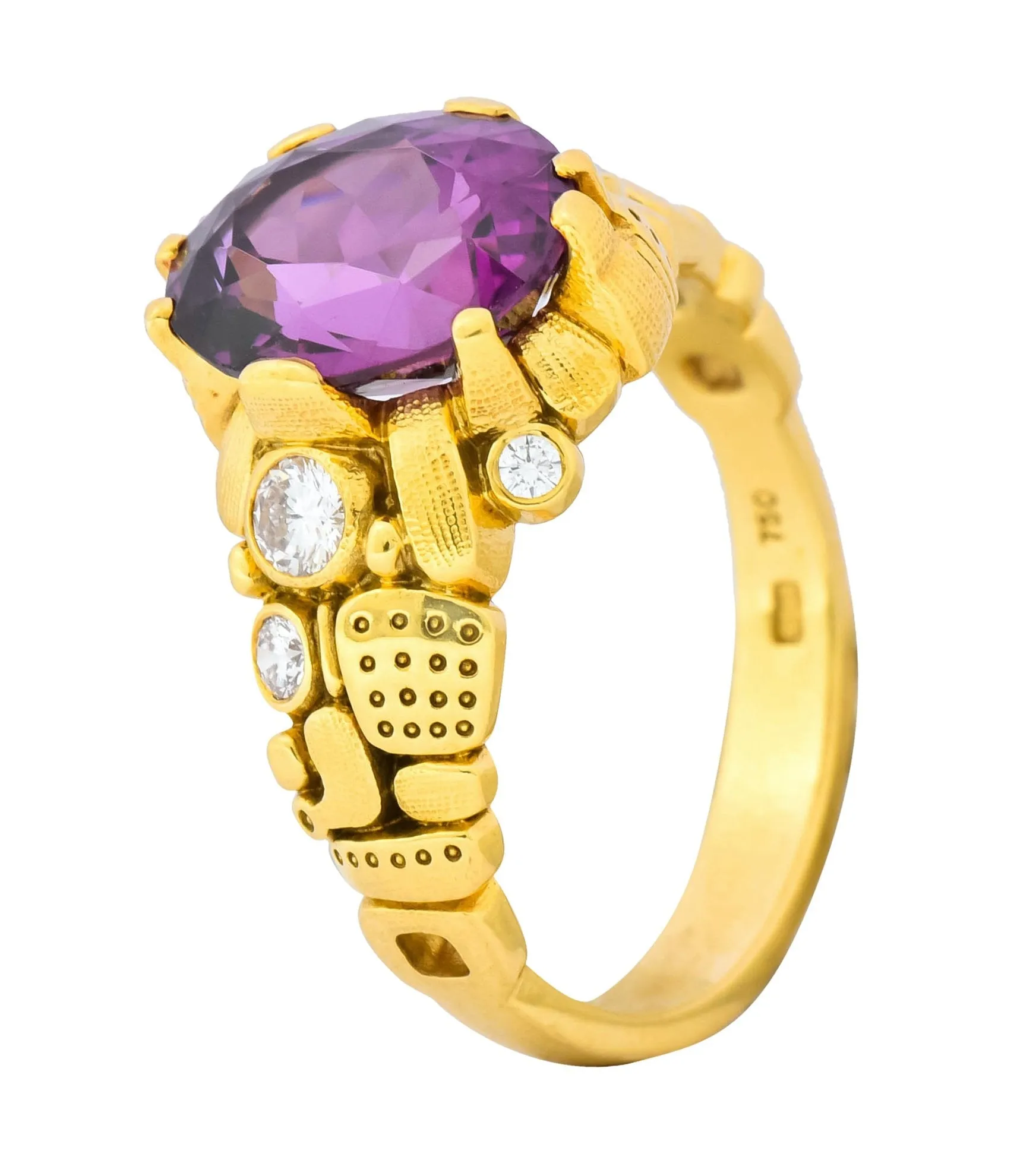 Alex Sepkus 3.92 CTW Rhodolite Garnet Diamond 18 Karat Gold Ring