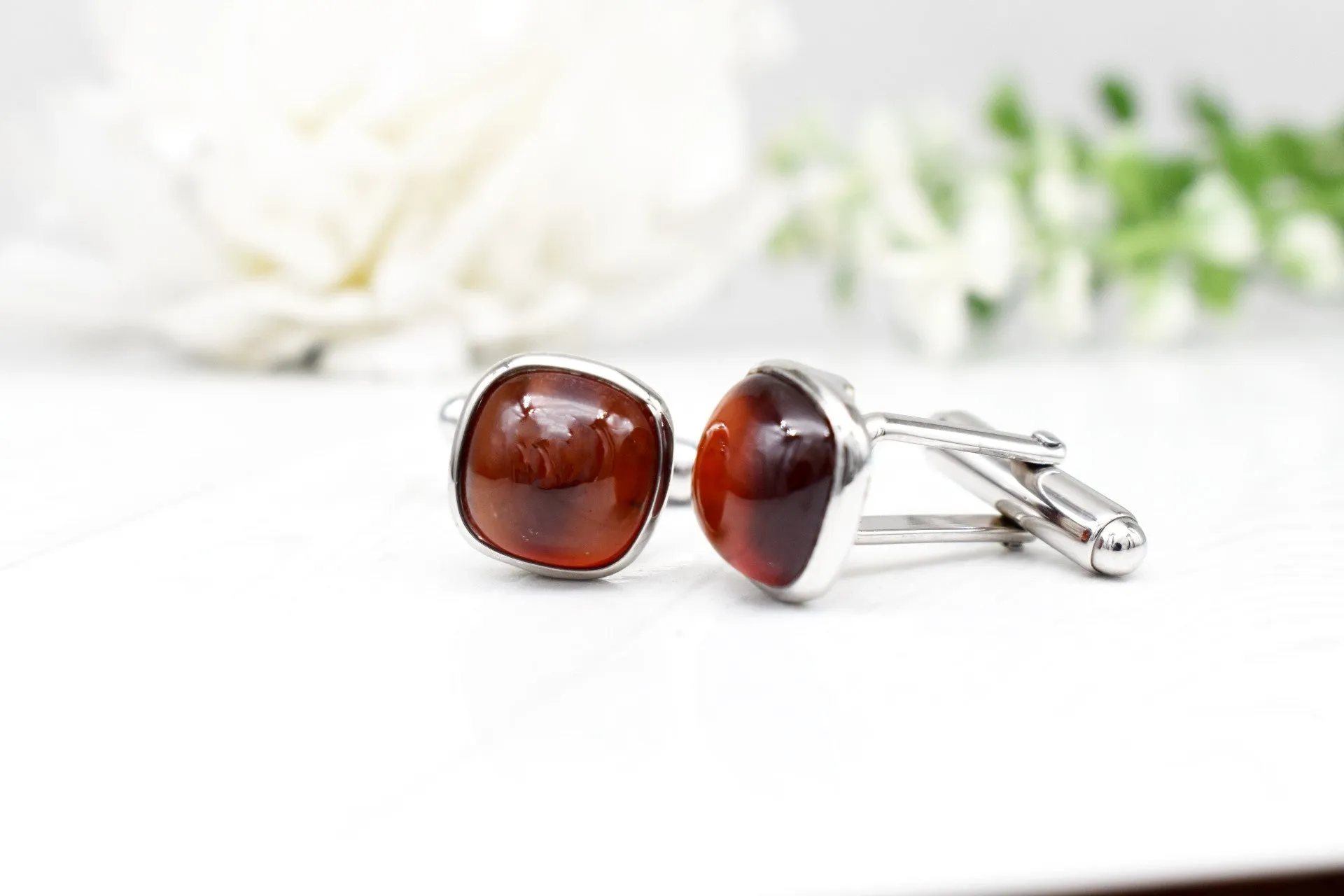 AMAZING HESSONITE CUFFLINKS