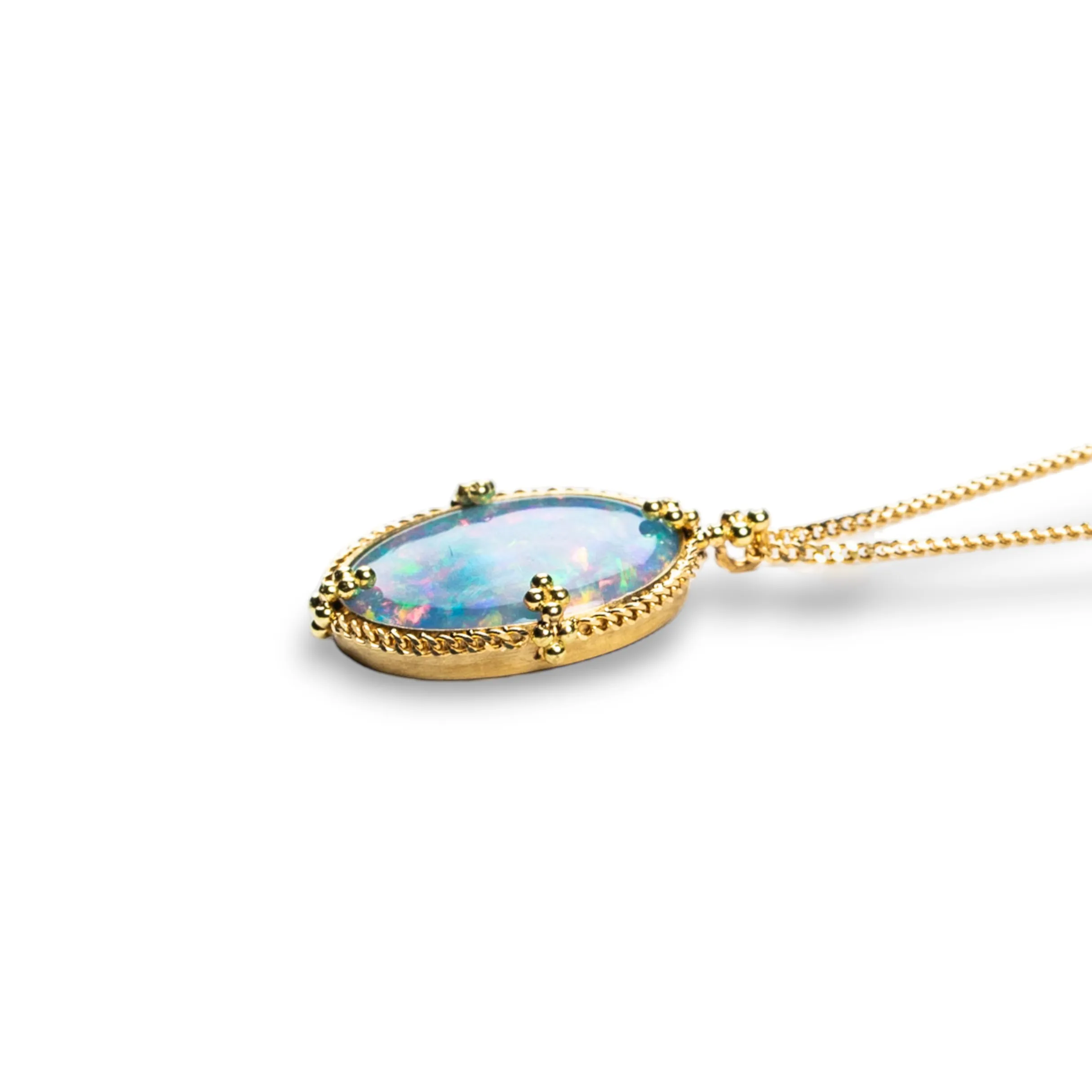 AMÁLI Ethiopian Opal Oval Pendant Necklace