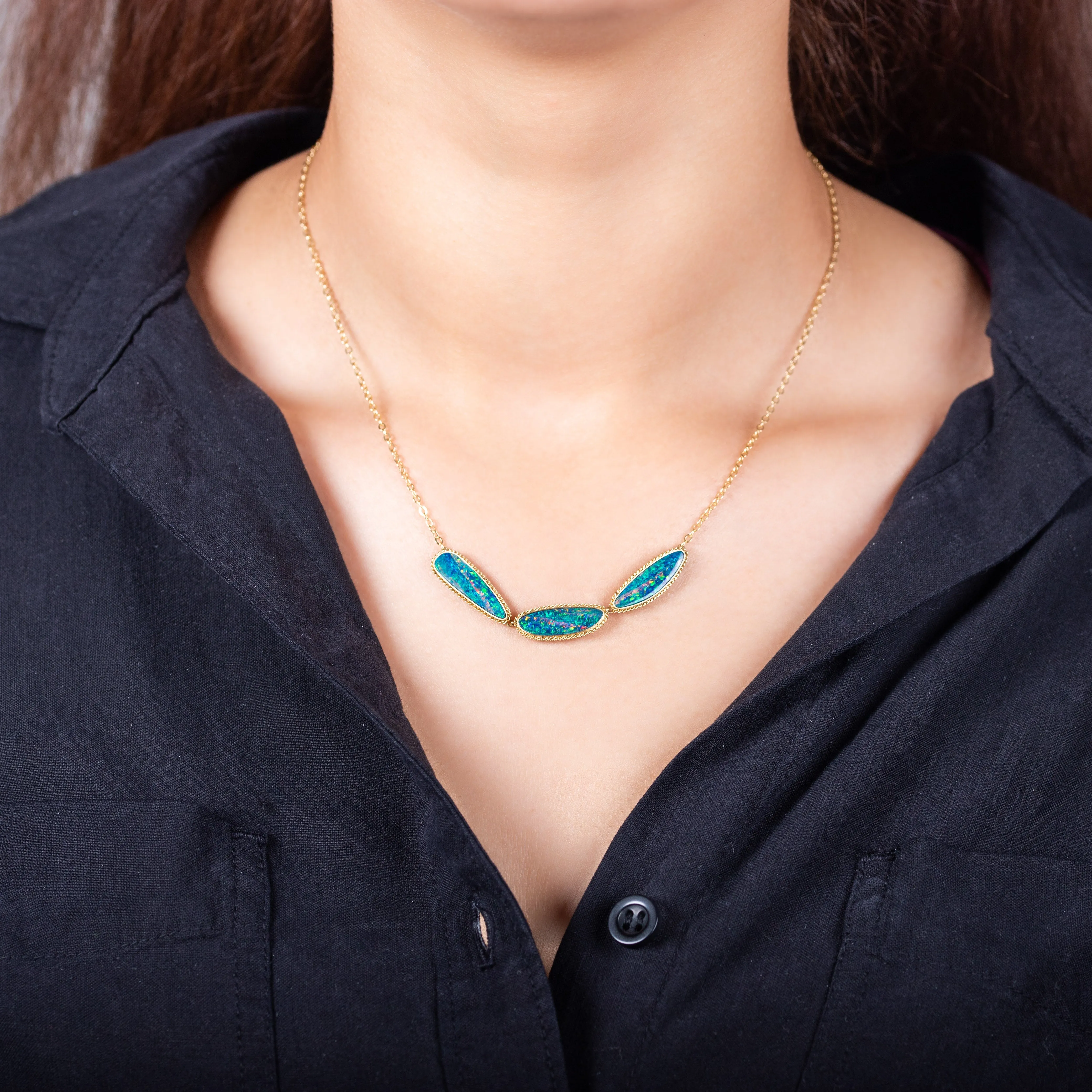 AMÁLI Opal Triple Stone Necklace