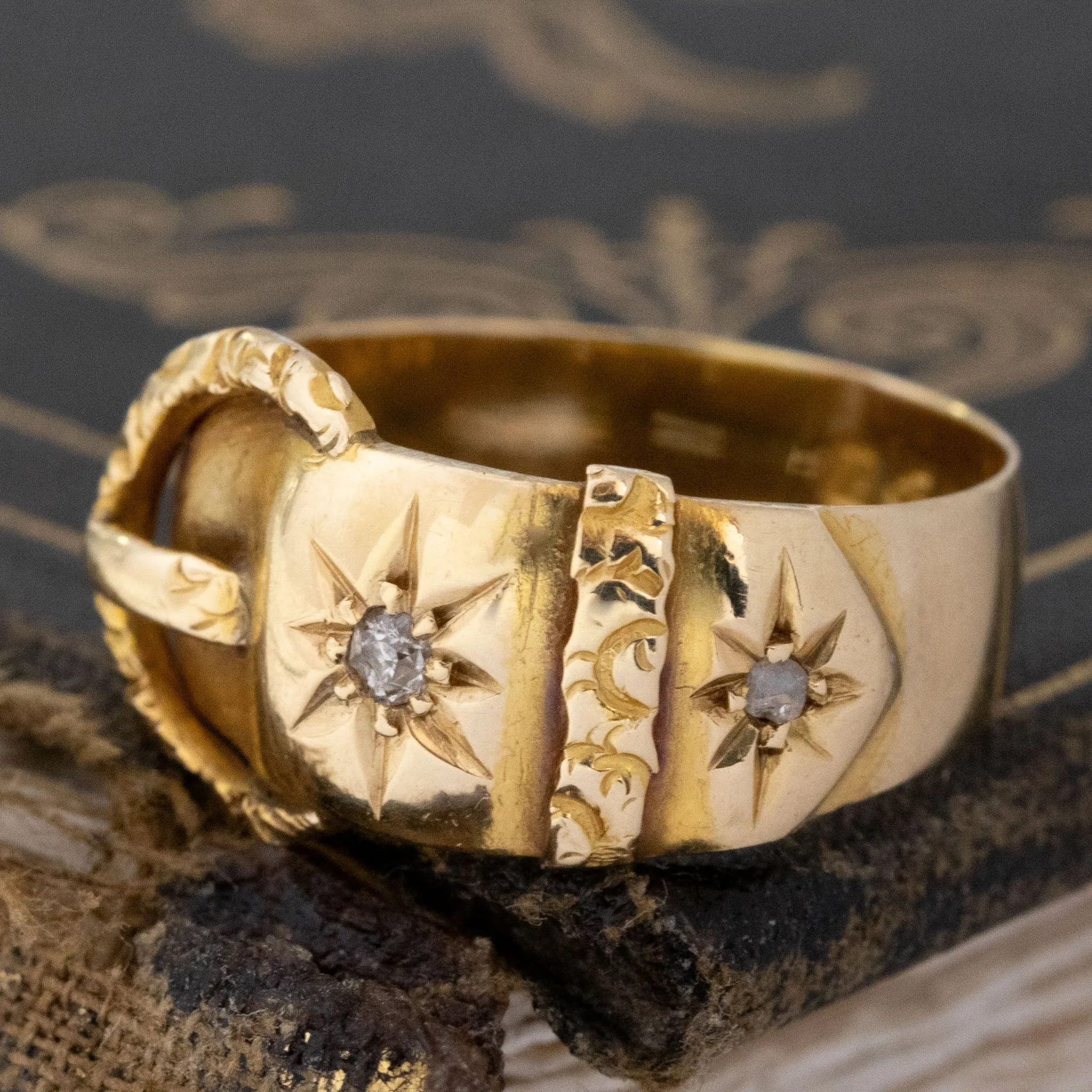 Antique English Diamond Star Buckle Band